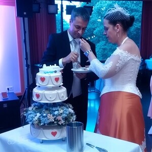 Hochzeit – Erfahrung aus Fränkisch-Crumbach zu Andy Steiner Erfahrung von einer Hochzeit in Fränkisch-Crumbach – Brautpaar beim Anschneiden der Hochzeitstorte nach musikalischer Begleitung von Andy Steiner